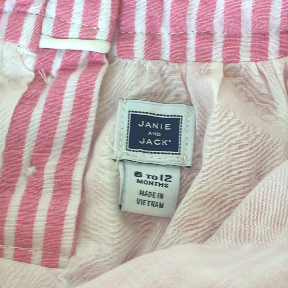 JANIE & JACK | Dolce Pink and White Stripe Seersucker Romper - Picture 11 of 15